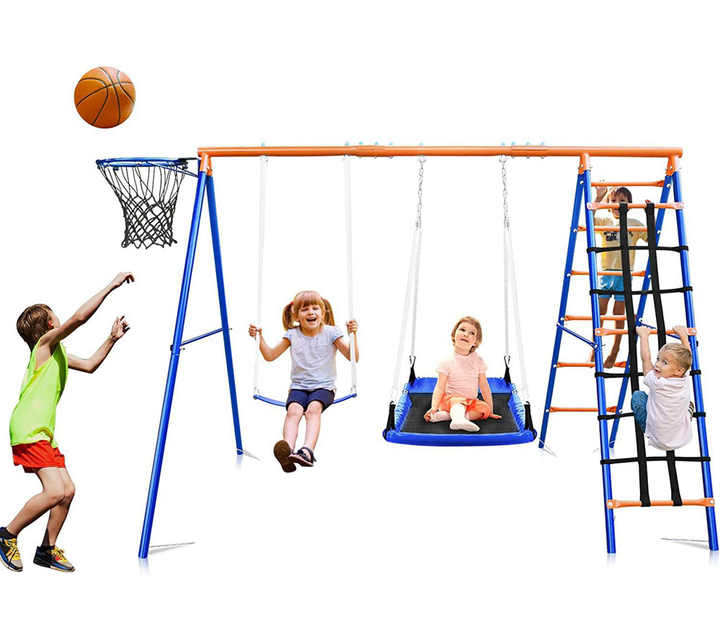 Kids Outdoor Hanging Chair - Set de Columpio, Tobogán y Escalada