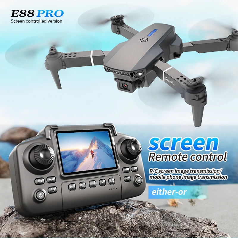 Kids Outdoor Entertainment - Dron profesional E88 PRO con pantalla
