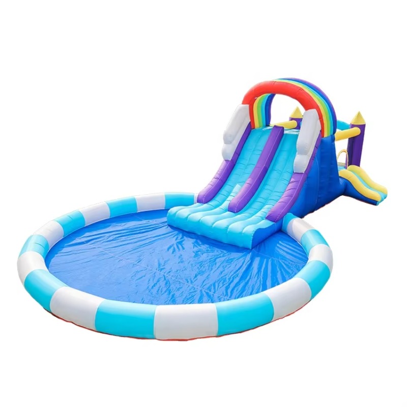 Kids Outdoor Inflatable - Tobogán Acuático Inflable Gigante Arcoíris para