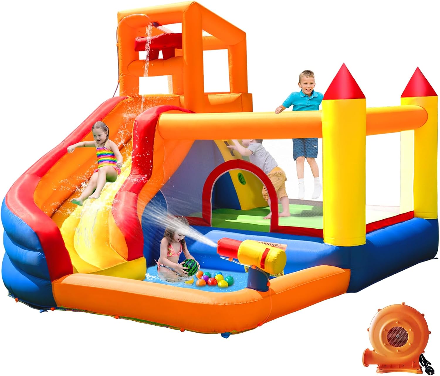 Kids Outdoor House With Slide - HuaKastro - Tobogán Acuático Inflable con