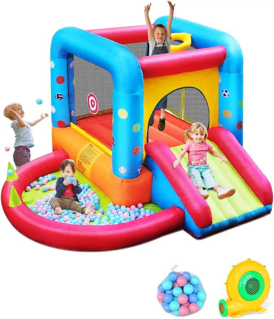 Kids Outdoor House With Slide - Castillo Inflable Step4Fun, Tobogán Inflable para