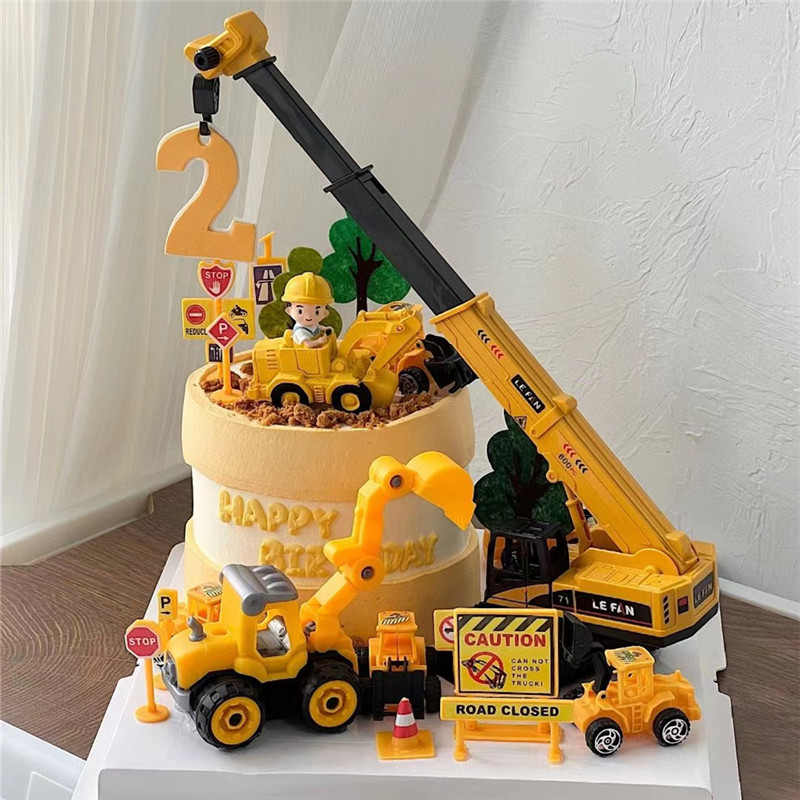 Kids Outdoor Digger - Excavadora grúa Tractor pastel Topper ingeniería