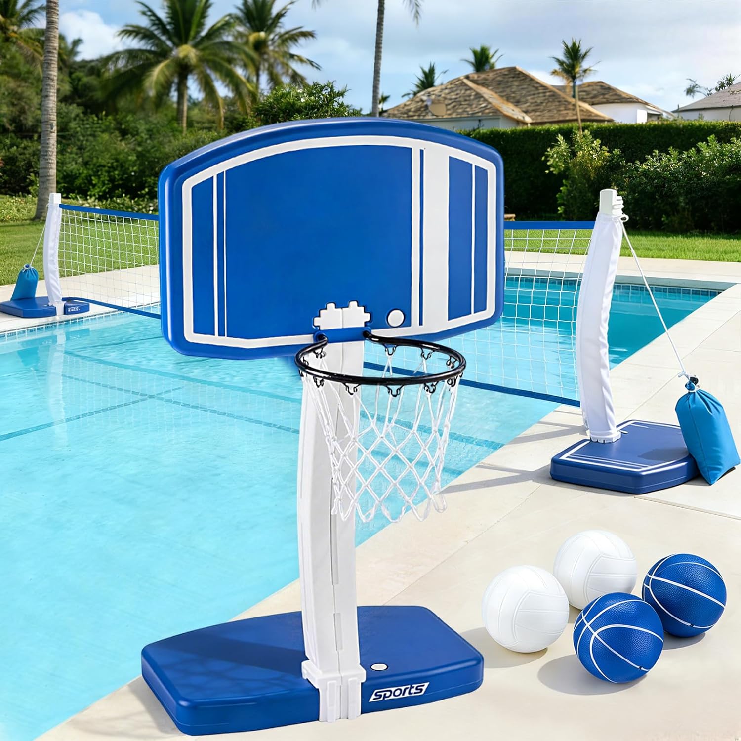 Kids Outdoor Pool - Aro de Baloncesto y Red de
