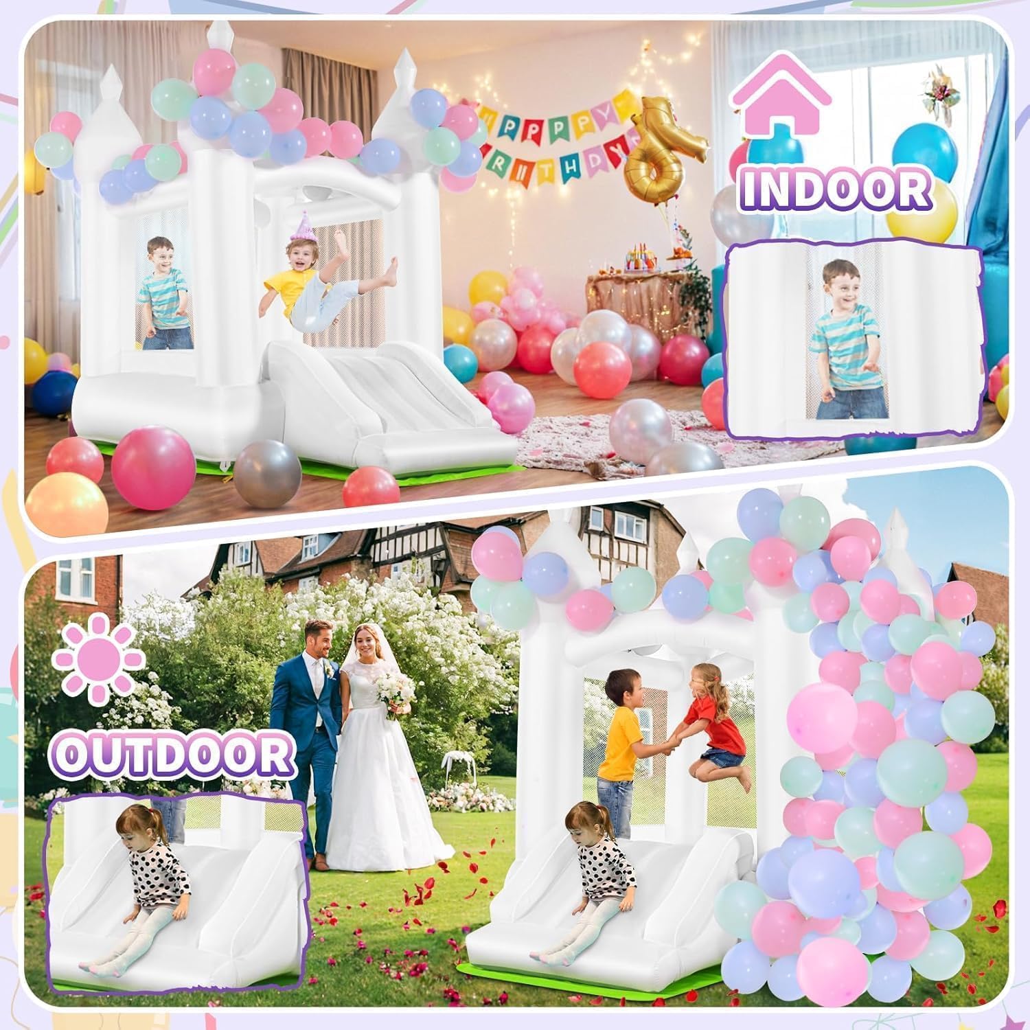 Castillo Inflable Blanco para  - Kids Outdoor House With Slide reseña y precio