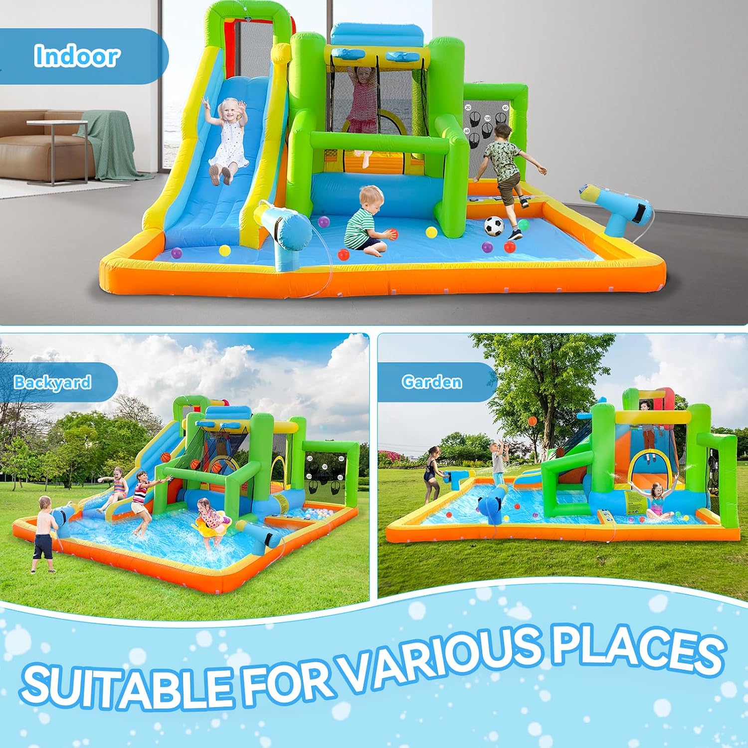 FBSPORT Casa de Brinco Inflabl - Kids Outdoor House With Slide reseña y precio