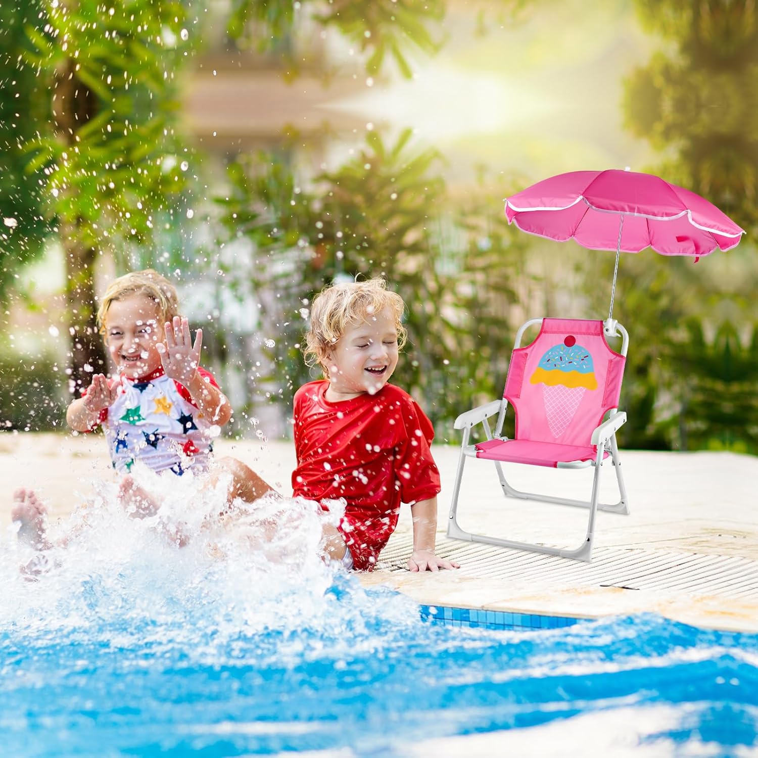 1 Juego de silla de playa pleg - Kids Outdoor Umbrella Chair reseña y precio