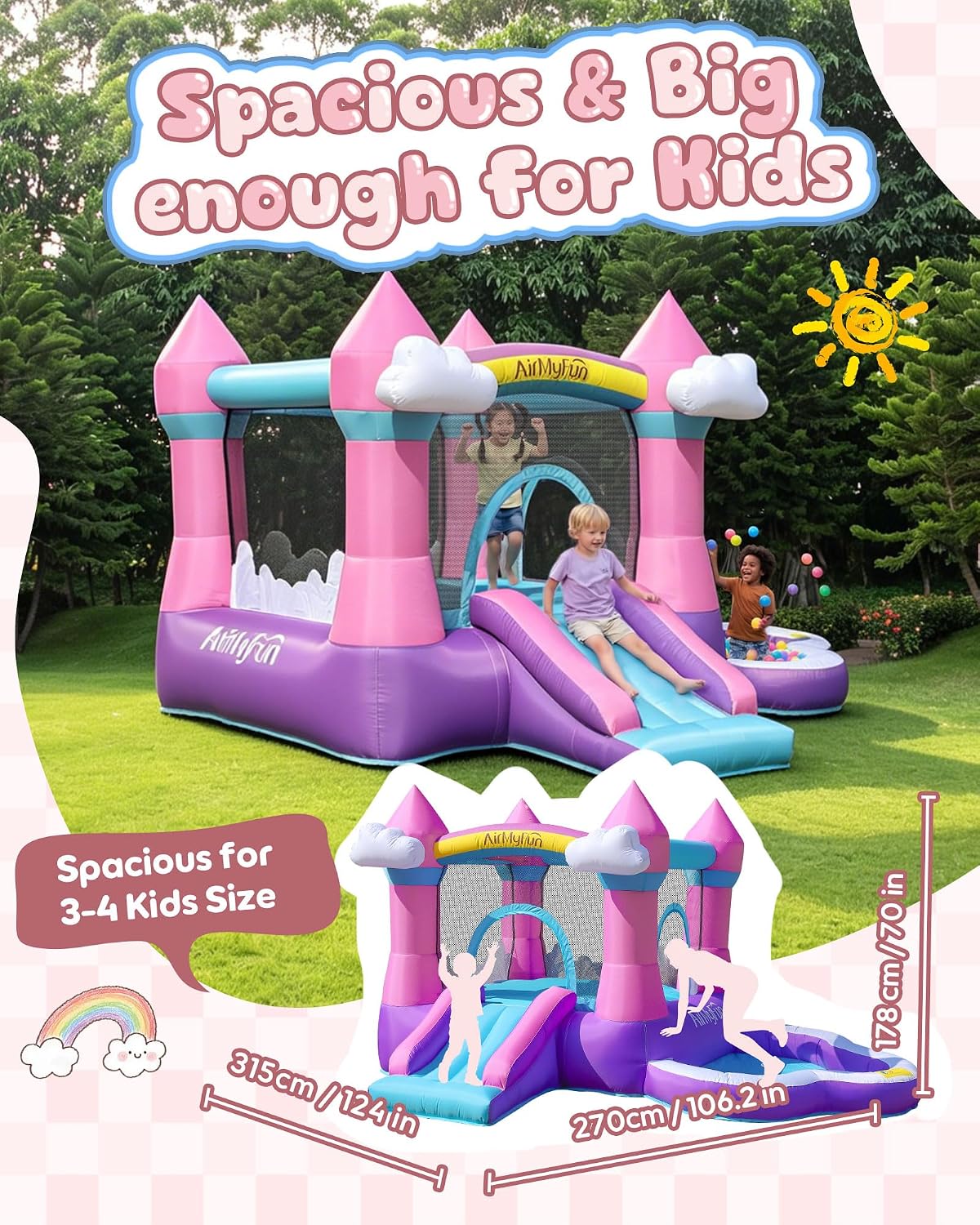 Castillo Inflable Rosa para Ni - Kids Outdoor Inflatable reseña y precio