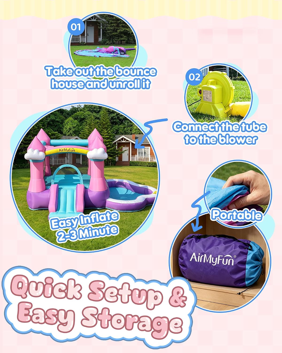 Castillo Inflable Rosa para Ni - Kids Outdoor Inflatable reseña y precio
