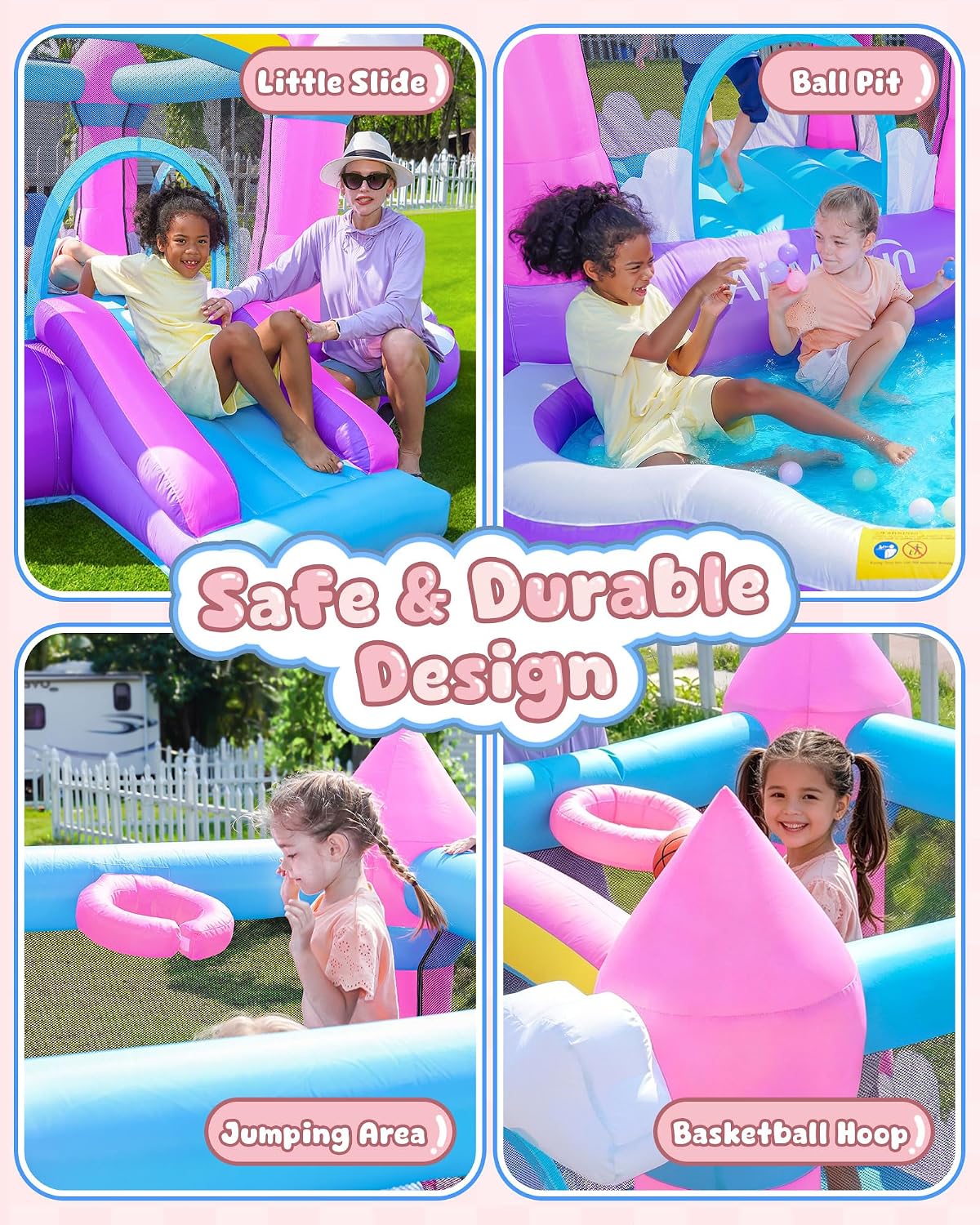 Castillo Inflable Rosa para Ni - Kids Outdoor Inflatable reseña y precio