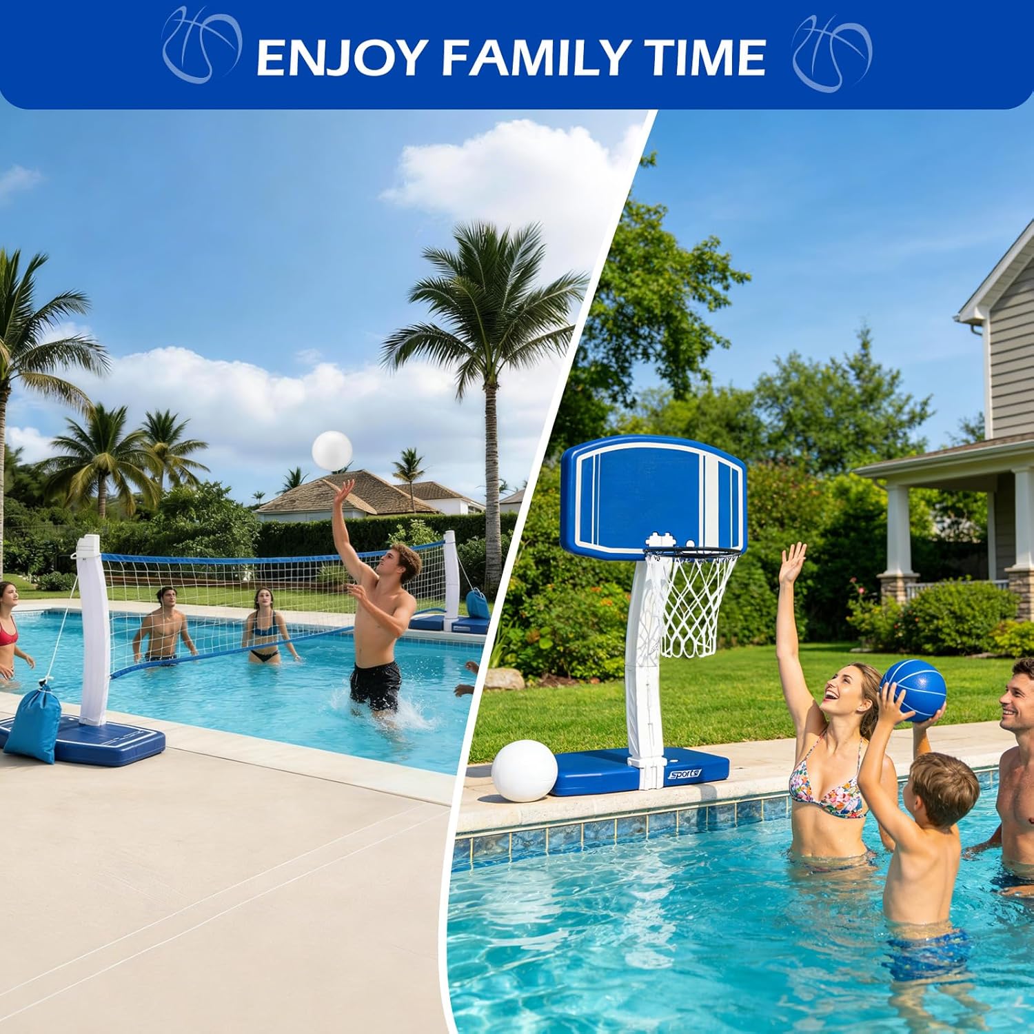 Aro de Baloncesto y Red de Vol - Kids Outdoor Pool reseña y precio