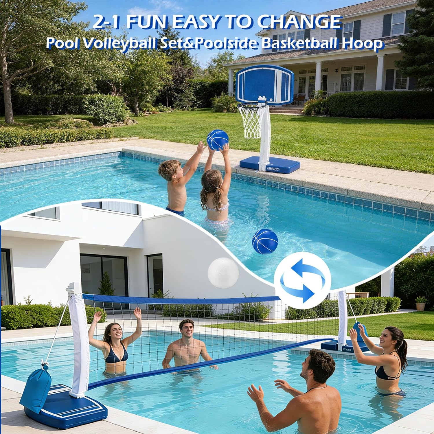 Aro de Baloncesto y Red de Vol - Kids Outdoor Pool reseña y precio